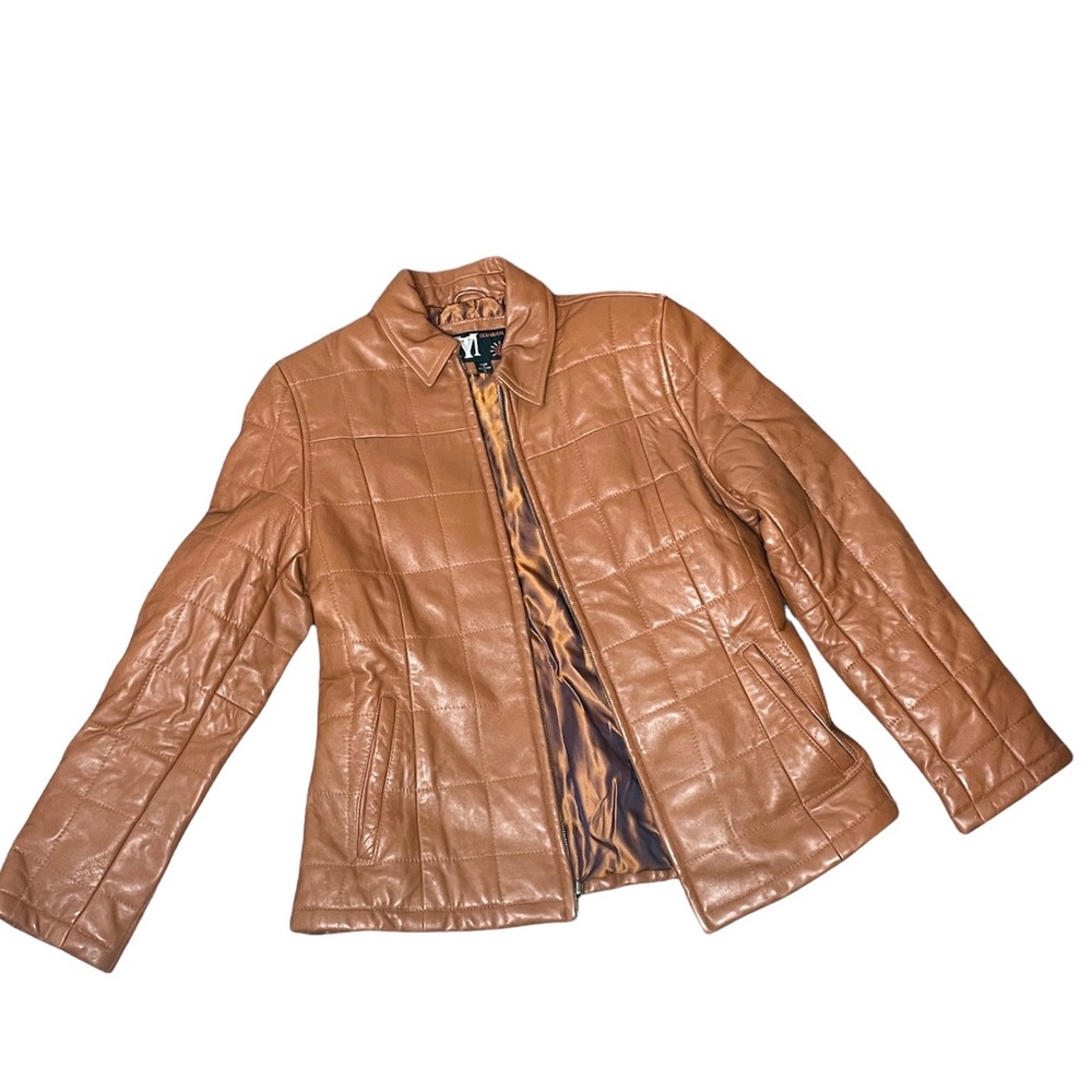 Cognac, Brown Leather Jacket For Women Motor Biker 100% Leather